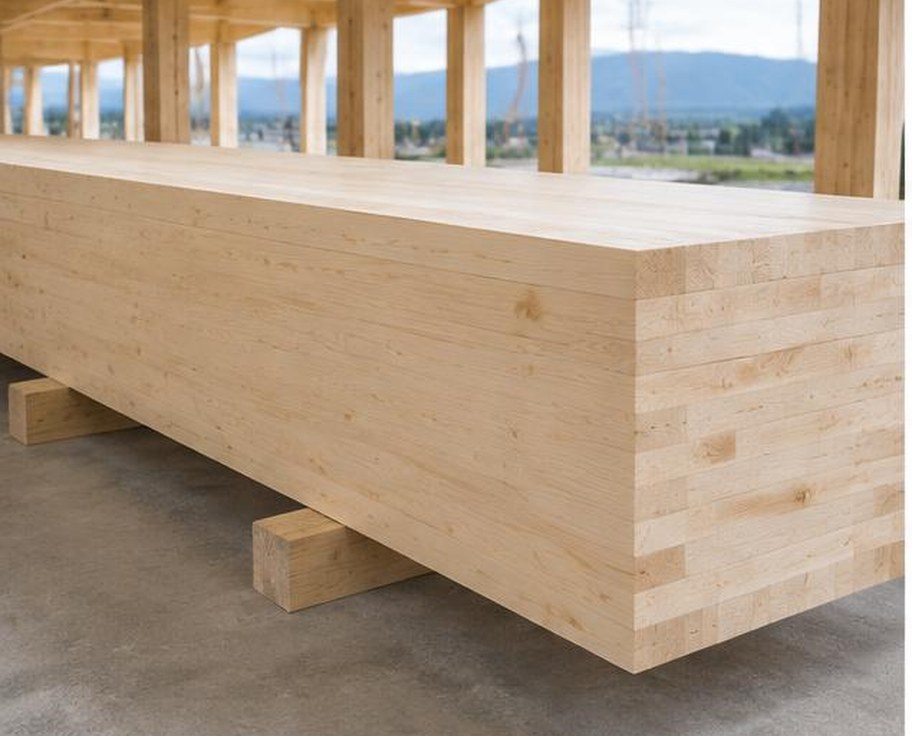 Large cross laminated timber beams in a warehouse