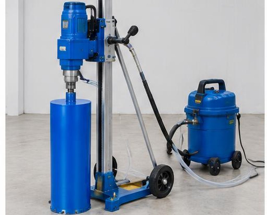 Diamond concrete core drilling rig with vacuum dust collector