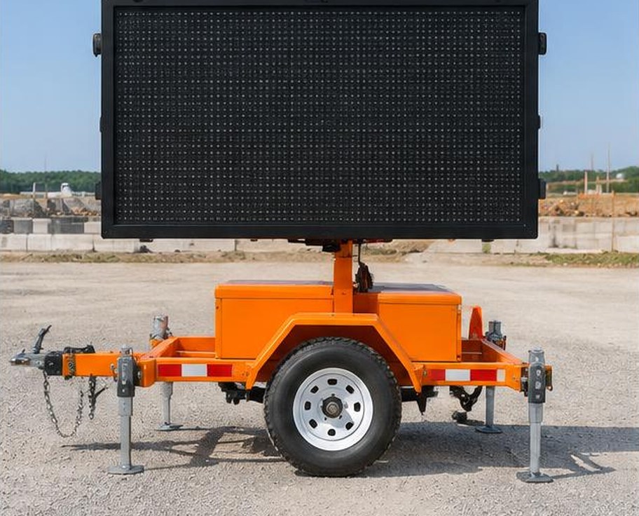 Portable electronic construction safety message board