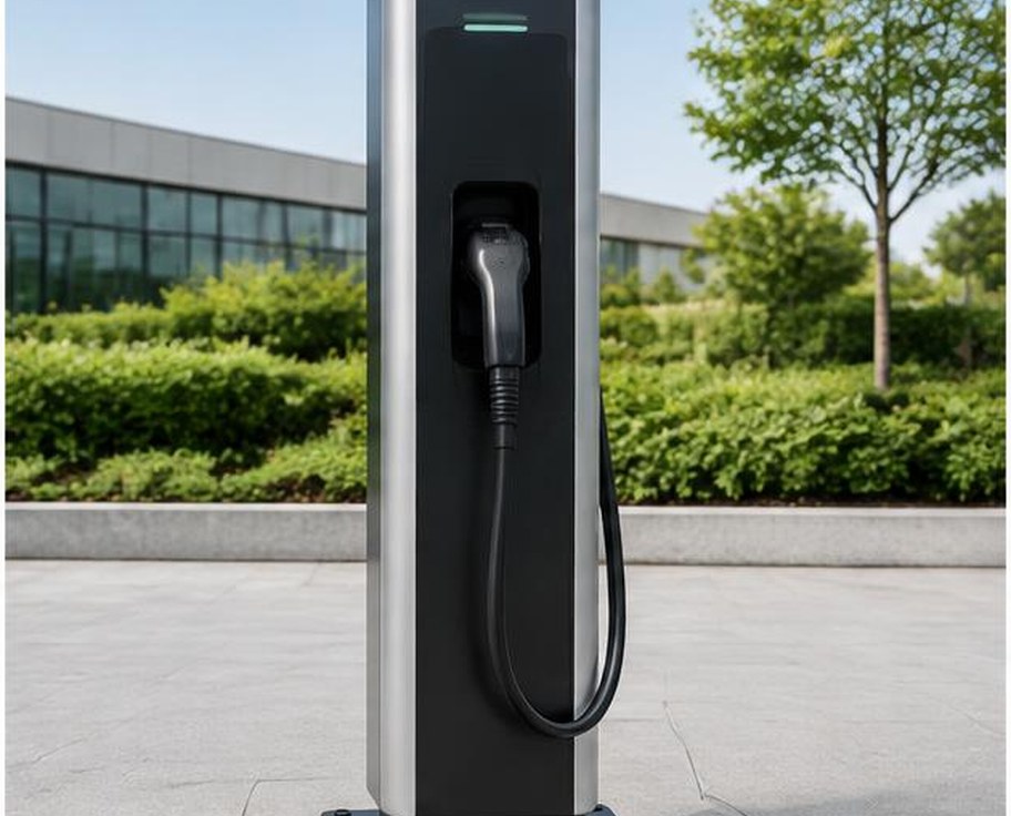 Pedestal commercial electric vehicle charging station