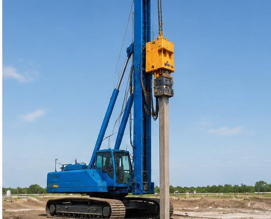 Blue crawler hydraulic pile driving rig