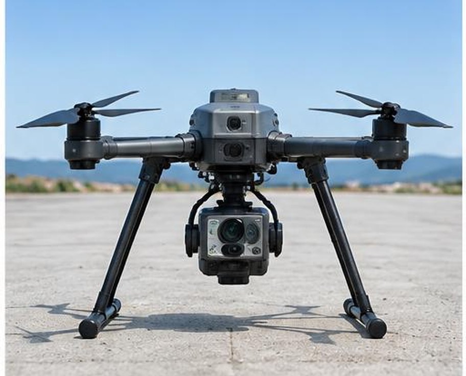 Professional quadcopter mapping drone with survey camera and landing gear