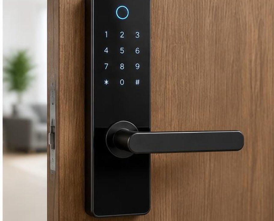 Black commercial digital smart door lock