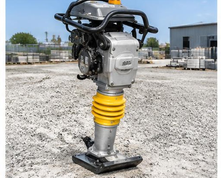 Upright jumping rammer compactor with protective handle